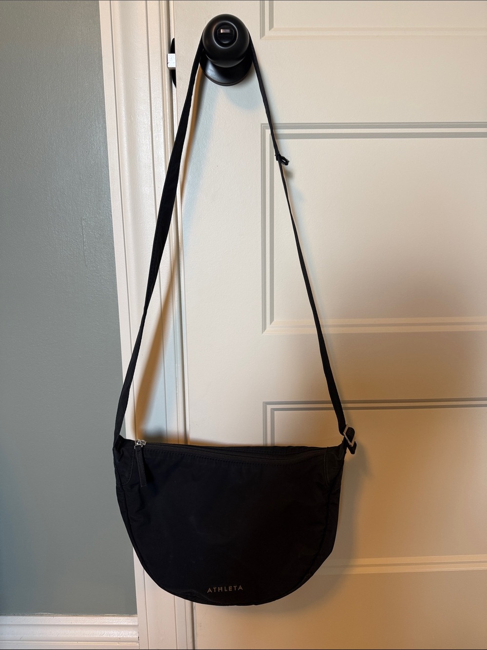Athleta Black Crescent Crossbody Messenger Bag